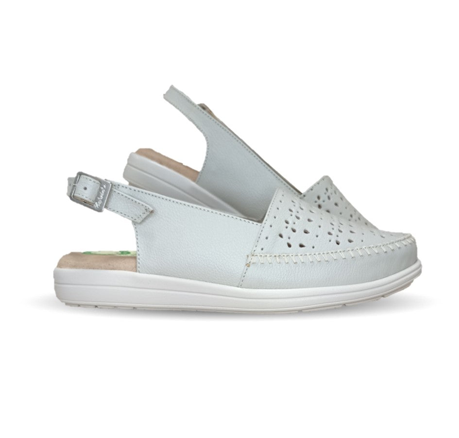 Sandalia de Confort de piel de ternera con Shock Point Capricho 85005 Hueso para mujer