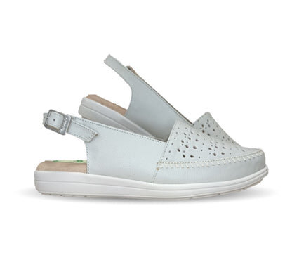 Sandalia de Confort de piel de ternera con Shock Point Capricho 85005 Hueso para mujer