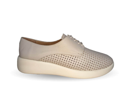 Tenis Urbano Sneakers de piel de ternera con Shock Point Capricho 86004 Hueso para mujer