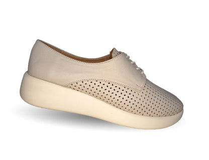 Tenis Urbano Sneakers de piel de ternera con Shock Point Capricho 86004 Hueso para mujer