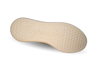 Tenis Urbano Sneakers de piel de ternera con Shock Point Capricho 86004 Hueso para mujer