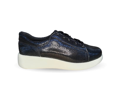 Tenis Urbano Sneakers de piel de ternera con Shock Point Capricho 86006 Negro para mujer