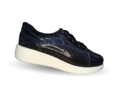 Tenis Urbano Sneakers de piel de ternera con Shock Point Capricho 86006 Negro para mujer
