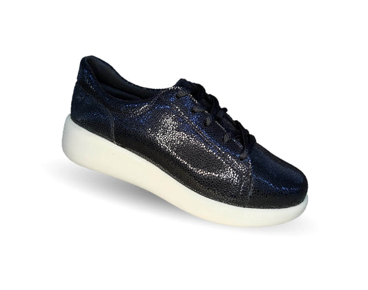 Tenis Urbano Sneakers de piel de ternera con Shock Point Capricho 86006 Negro para mujer