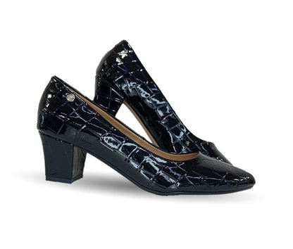 Zapatilla de Confort y Vestir de piel de ternera con Shock Point Capricho 88005 Lagarto Negro para mujer