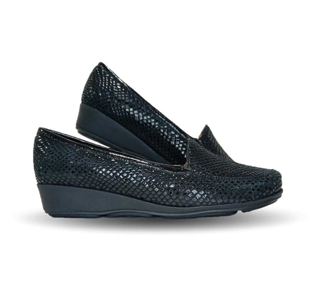 Zapato de Confort y Casual de piel de ternera con Shock Point Capricho 92 Negro para mujer