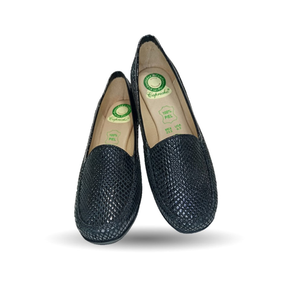 Zapato de Confort y Casual de piel de ternera con Shock Point Capricho 92 Negro para mujer
