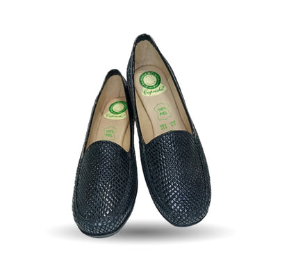 Zapato de Confort y Casual de piel de ternera con Shock Point Capricho 92 Negro para mujer