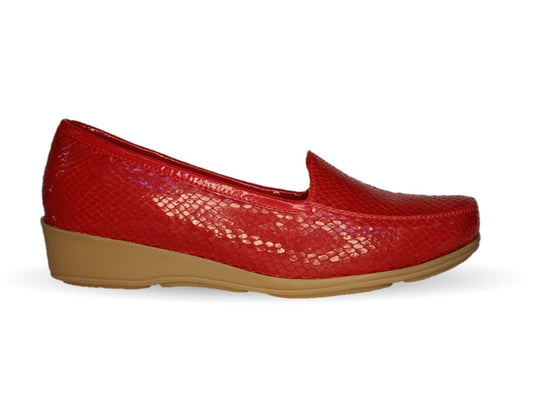 Zapato de Confort y Casual de piel de ternera con Shock Point Capricho 92 Rojo para mujer