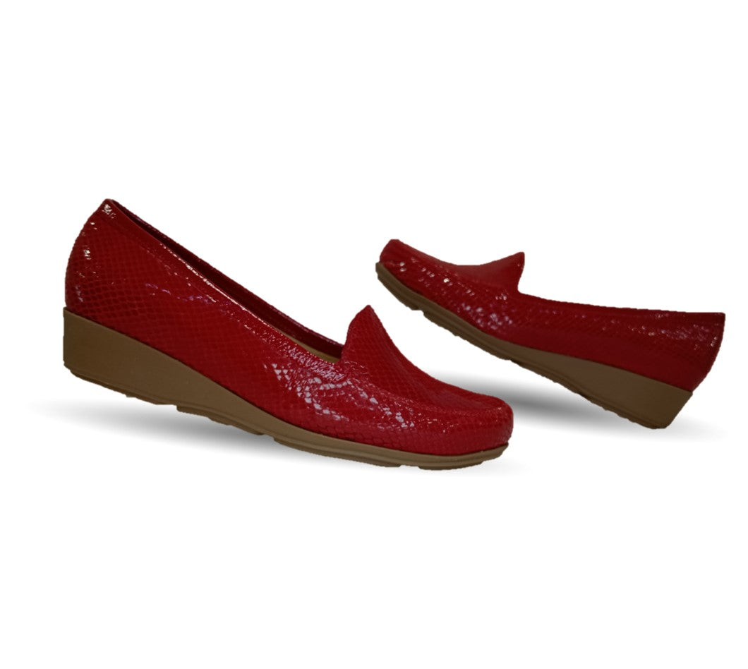 Zapato de Confort y Casual de piel de ternera con Shock Point Capricho 92 Rojo para mujer