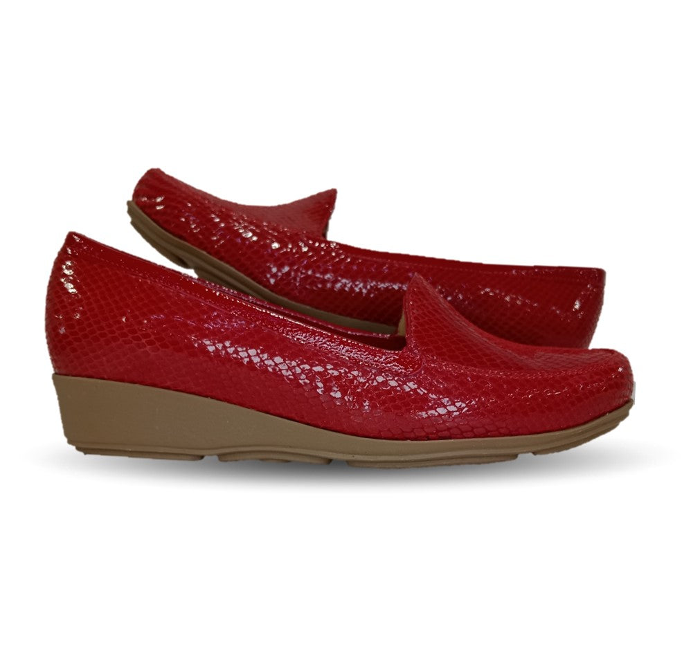 Zapato de Confort y Casual de piel de ternera con Shock Point Capricho 92 Rojo para mujer
