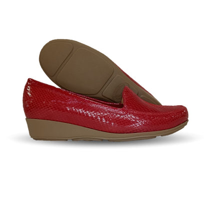 Zapato de Confort y Casual de piel de ternera con Shock Point Capricho 92 Rojo para mujer