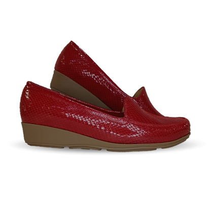 Zapato de Confort y Casual de piel de ternera con Shock Point Capricho 92 Rojo para mujer