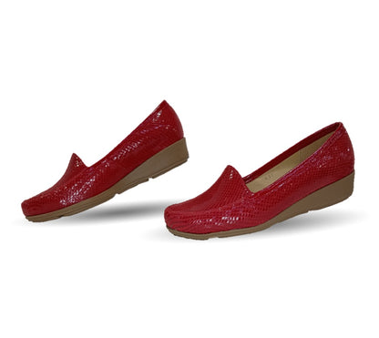 Zapato de Confort y Casual de piel de ternera con Shock Point Capricho 92 Rojo para mujer