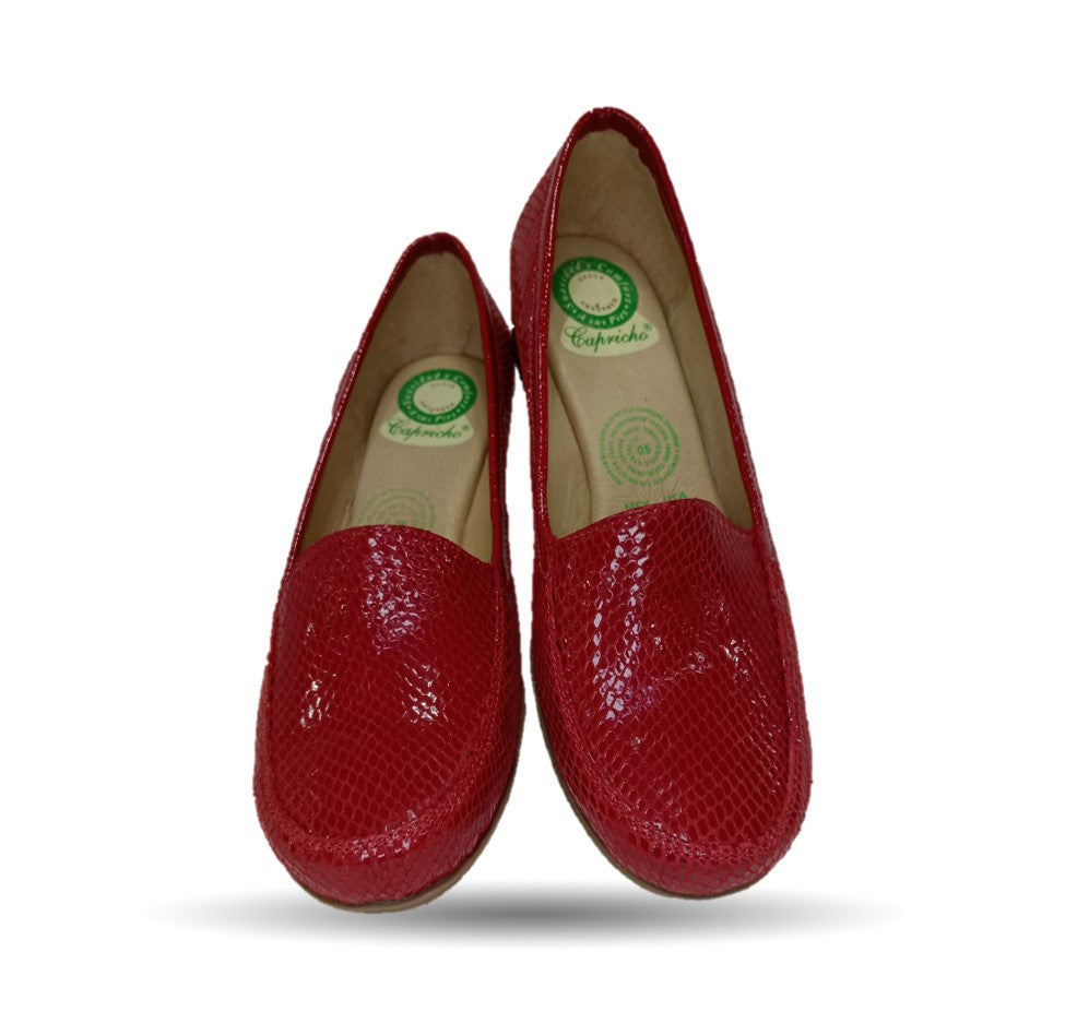 Zapato de Confort y Casual de piel de ternera con Shock Point Capricho 92 Rojo para mujer