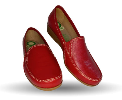 Zapato de Confort y Casual de piel de ternera con Shock Point Capricho 965 Rojo para mujer