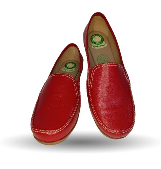 Zapato de Confort y Casual de piel de ternera con Shock Point Capricho 965 Rojo para mujer