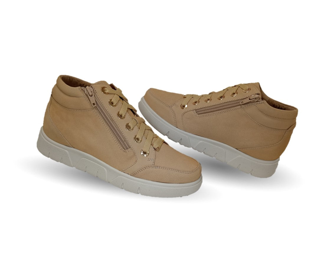 Bota de Confort y Casual de piel de ternera con Shock Point Capricho 97001 Capuchino para mujer