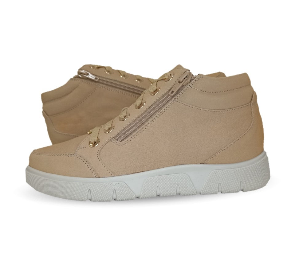 Bota de Confort y Casual de piel de ternera con Shock Point Capricho 97001 Capuchino para mujer