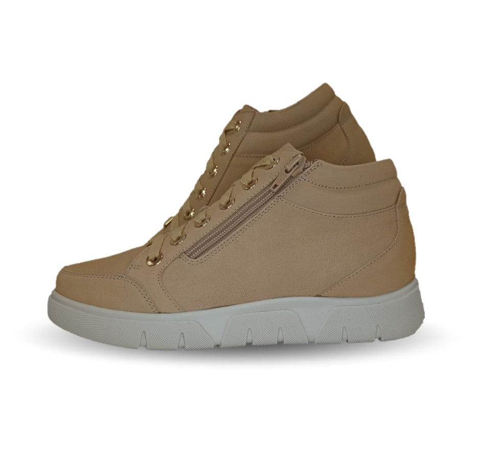 Bota de Confort y Casual de piel de ternera con Shock Point Capricho 97001 Capuchino para mujer