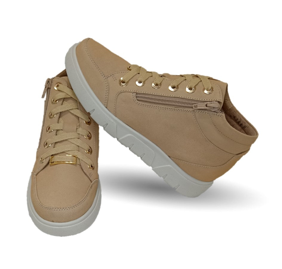 Bota de Confort y Casual de piel de ternera con Shock Point Capricho 97001 Capuchino para mujer