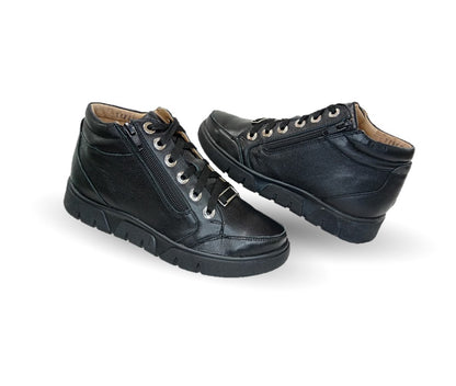 Bota de Confort y Casual de piel de ternera con Shock Point Capricho 97001 Negro para mujer