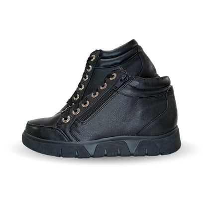 Bota de Confort y Casual de piel de ternera con Shock Point Capricho 97001 Negro para mujer