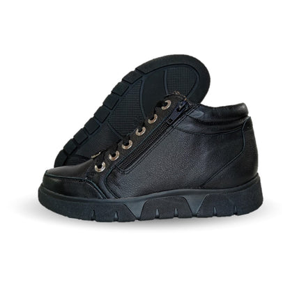 Bota de Confort y Casual de piel de ternera con Shock Point Capricho 97001 Negro para mujer