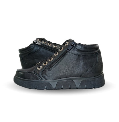 Bota de Confort y Casual de piel de ternera con Shock Point Capricho 97001 Negro para mujer