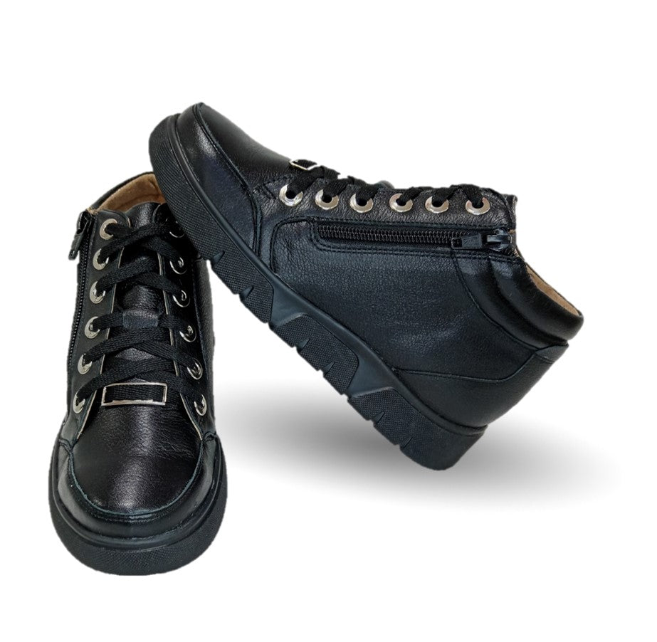 Bota de Confort y Casual de piel de ternera con Shock Point Capricho 97001 Negro para mujer