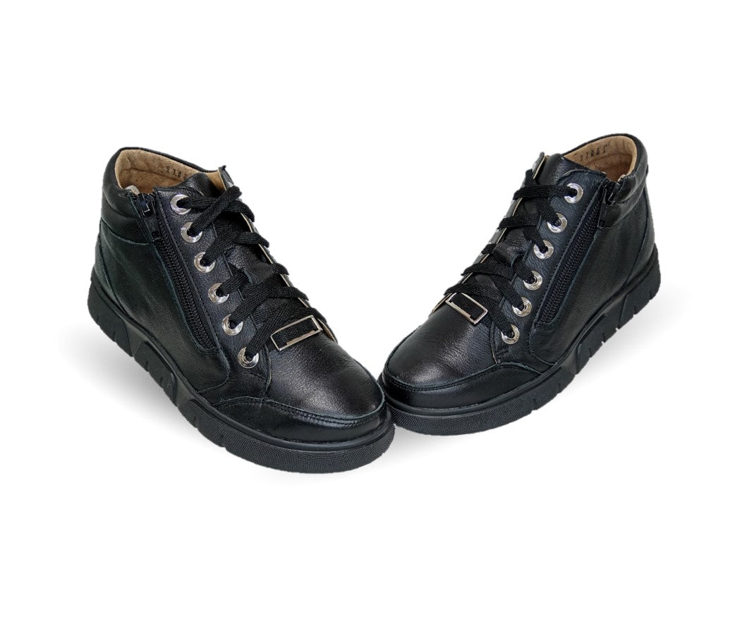 Bota de Confort y Casual de piel de ternera con Shock Point Capricho 97001 Negro para mujer