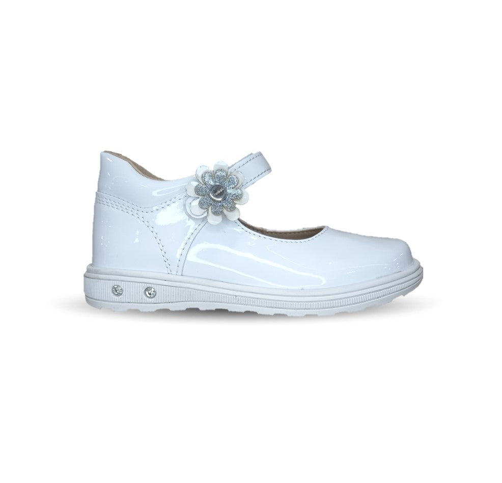 Zapato Casual con contactel Chabelo 138 Charol Blanco para niña