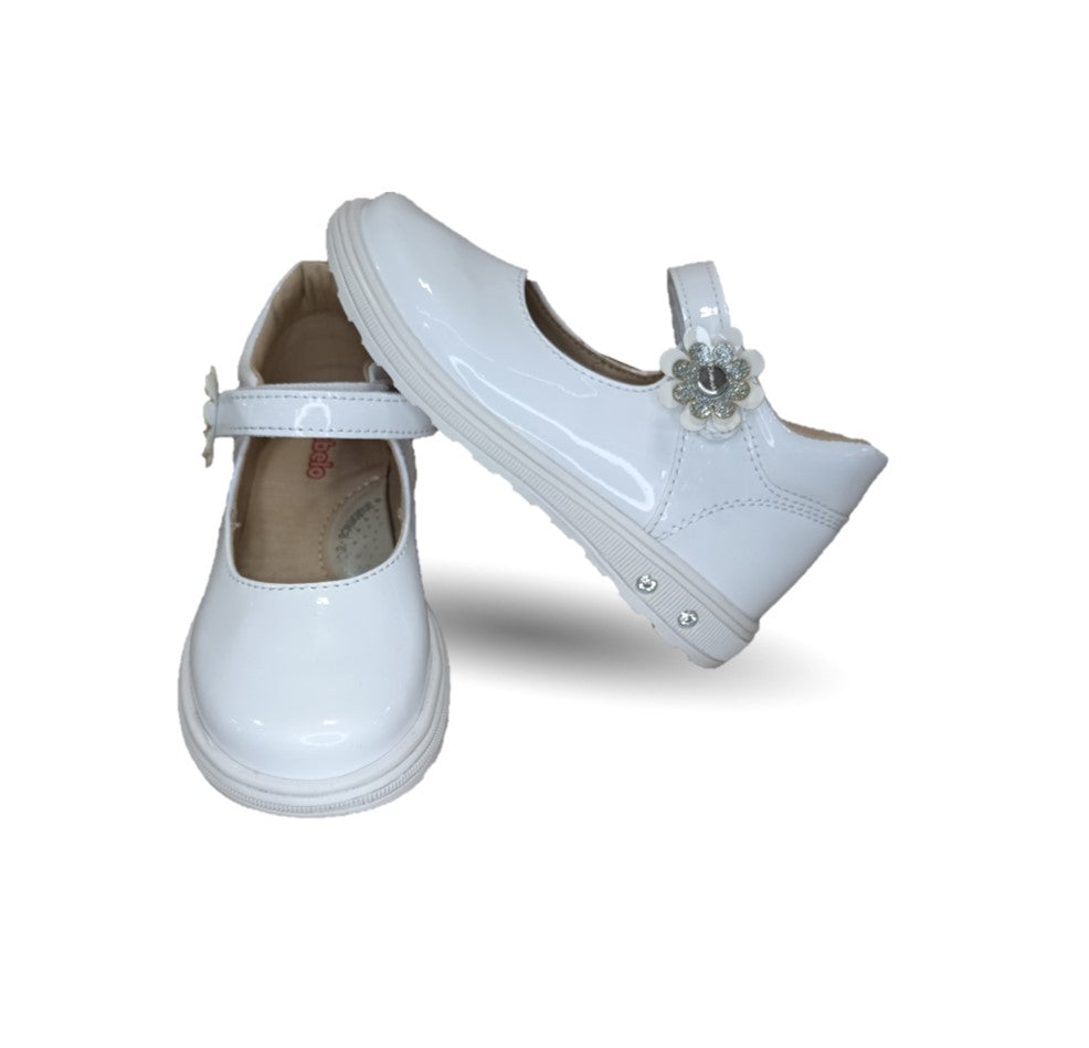 Zapato Casual con contactel Chabelo 138 Charol Blanco para niña