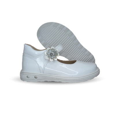 Zapato Casual con contactel Chabelo 138 Charol Blanco para niña