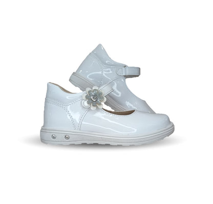 Zapato Casual con contactel Chabelo 138 Charol Blanco para niña