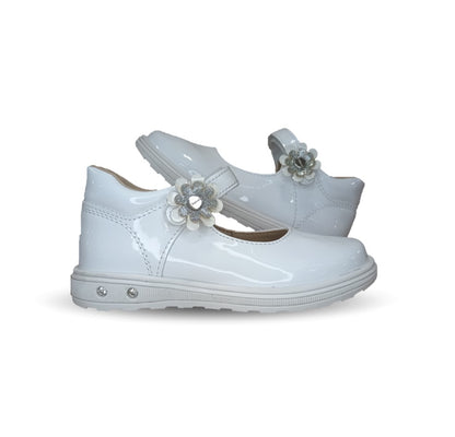 Zapato Casual con contactel Chabelo 138 Charol Blanco para niña