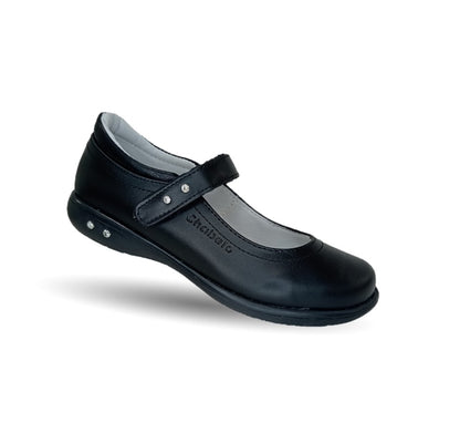 Zapato Escolar y Casual de piel con contactel Chabelo 23 Negro para niña