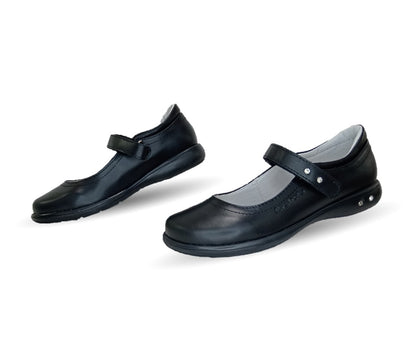 Zapato Escolar y Casual de piel con contactel Chabelo 23 Negro para niña