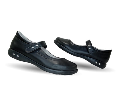 Zapato Escolar y Casual de piel con contactel Chabelo 23 Negro para niña
