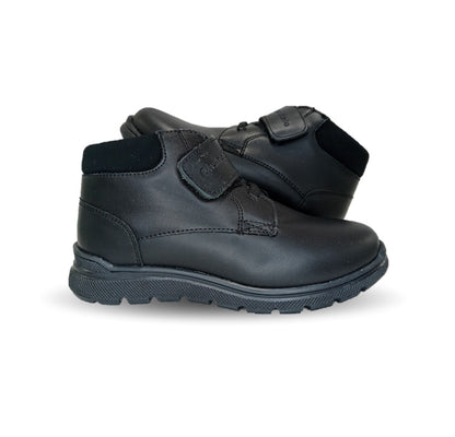 Zapato Escolar y Casual de piel con agujeta y contactel Chabelo 25 Negro para niño