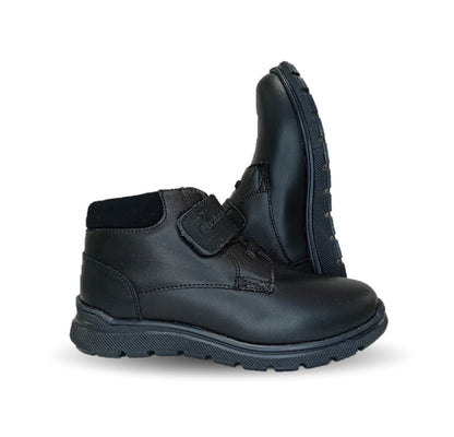 Zapato Escolar y Casual de piel con agujeta y contactel Chabelo 25 Negro para niño