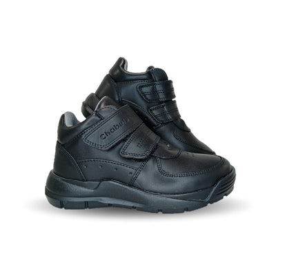 Zapato tipo Bota Escolar y Casual de piel con contactel Chabelo 596 Negro para niño