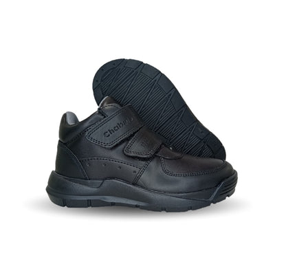 Zapato tipo Bota Escolar y Casual de piel con contactel Chabelo 596 Negro para niño