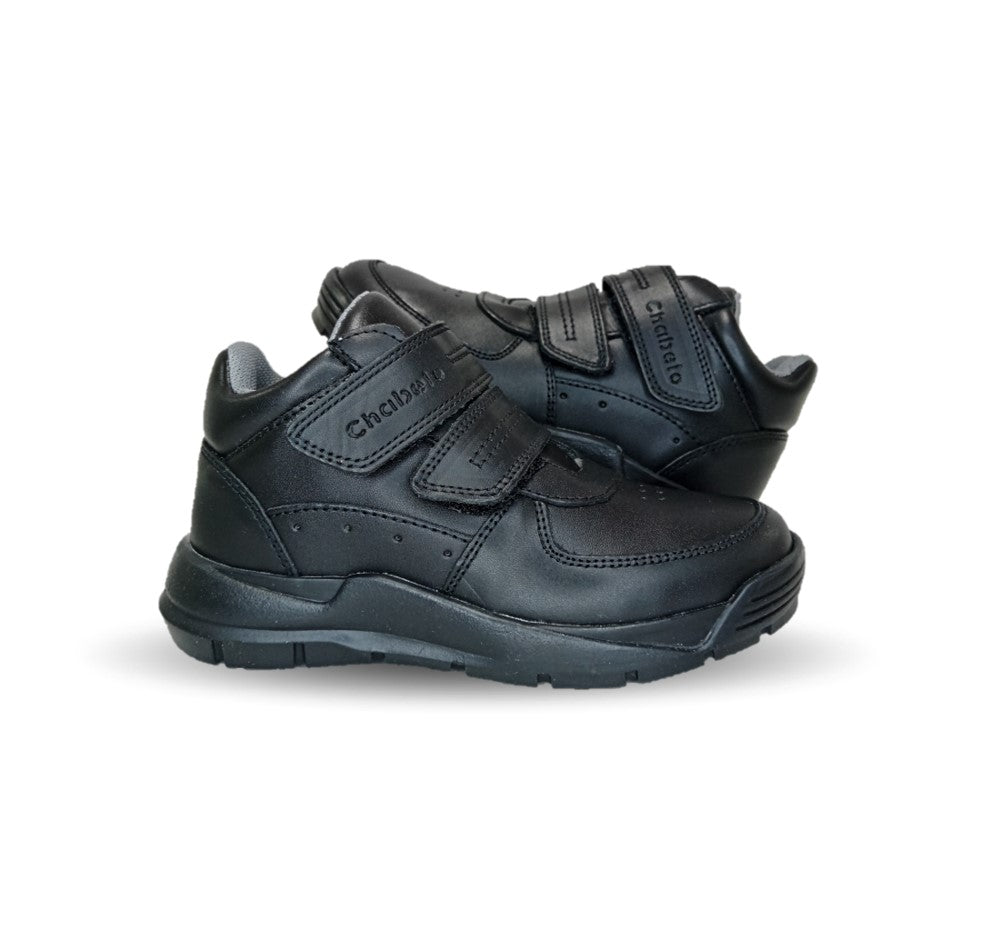Zapato tipo Bota Escolar y Casual de piel con contactel Chabelo 596 Negro para niño