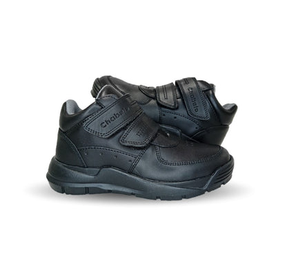 Zapato tipo Bota Escolar y Casual de piel con contactel Chabelo 596 Negro para niño