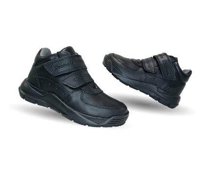 Zapato tipo Bota Escolar y Casual de piel con contactel Chabelo 596 Negro para niño