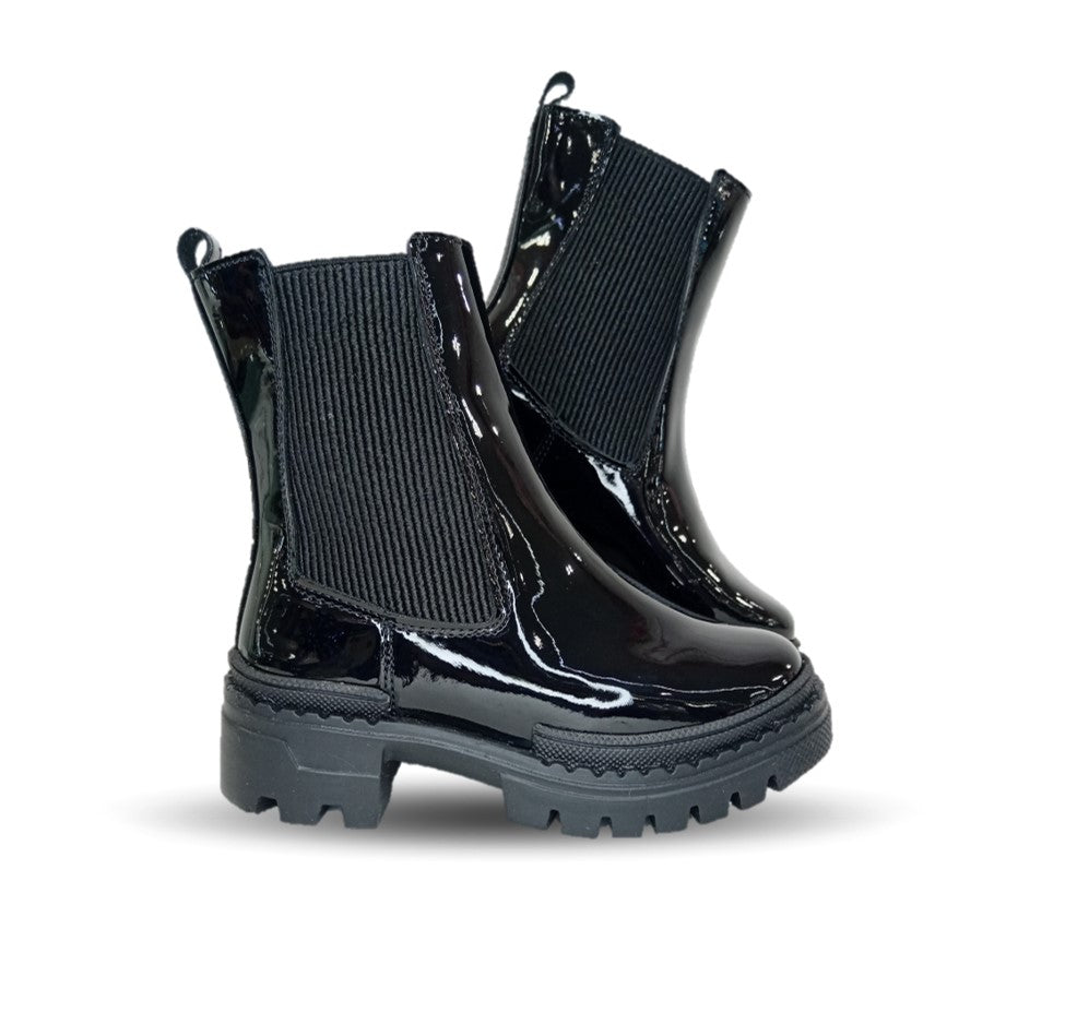 Bota Casual y Escolar con elásticos Chabelo 880 Charol Negro para niña