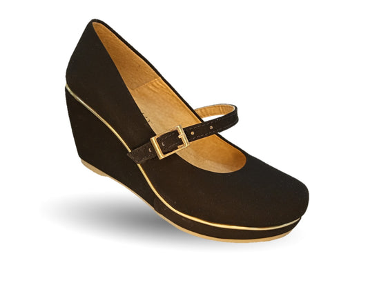 Zapato de Vestir y Casual con cuña mediana Lady Christian 121 Negro para mujer