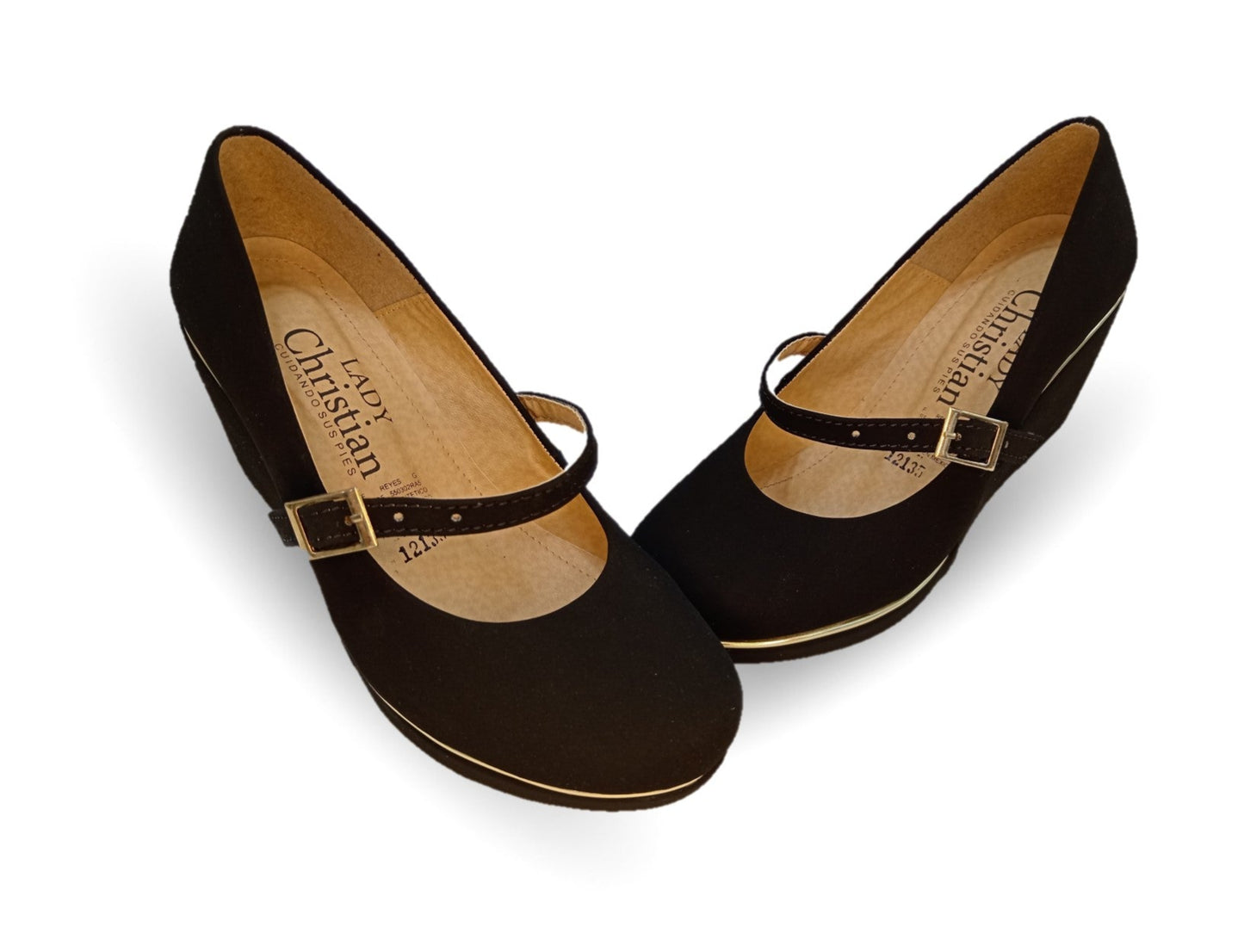 Zapato de Vestir y Casual con cuña mediana Lady Christian 121 Negro para mujer