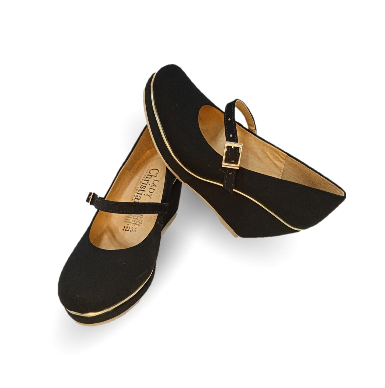 Zapato de Vestir y Casual con cuña mediana Lady Christian 121 Negro para mujer